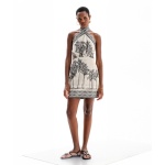  Lace μίνι halter neck φόρεμα