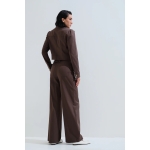 Παντελόνι κλασικό wide leg σοκολά - Image 2