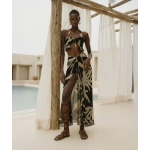 LACE Μαύρη εμπριμέ μεταξωτή φούστα με κόμπο - Image 2