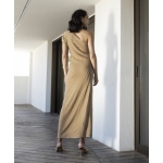 Οne shoulder φόρεμα χρυσό - Image 2