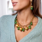 Psoma σκουλαρίκια με πράσινη πέτρα - Image 2