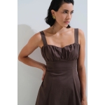 Φόρεμα μονόχρωμο σε άλφα γραμμή - Image 3