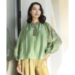 Κεντημένη μπλούζα πράσινο-χρυσο