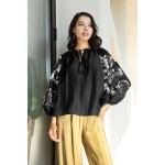 Κεντημένη μπλούζα μαύρο-ιβουάρ