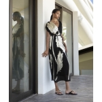 Φόρεμα midi σε μαύρο-χρυσό