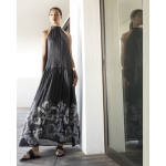 Φόρεμα μαύρο με λευκό κέντημα