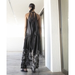 Φόρεμα μαύρο με λευκό κέντημα - Image 3