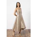 Στράπλες μπροκάρ φόρεμα