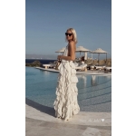 LACE Ιβουάρ μάξι φόρεμα σε λινή γάζα με βολάν