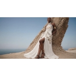 LACE Ιβουάρ  λινό μάξι σεμιζιέ φόρεμα με κέντημα - Image 3