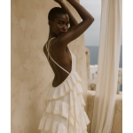 LACE Ιβουάρ μάξι φόρεμα σε λινή γάζα με βολάν - Image 4