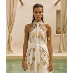 LACE Ιβουάρ  λινό μάξι σεμιζιέ φόρεμα με κέντημα