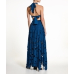 LACE Μπλε βαμβακερό μπροντερί μάξι φόρεμα με ανοιχτή πλάτη - Image 2